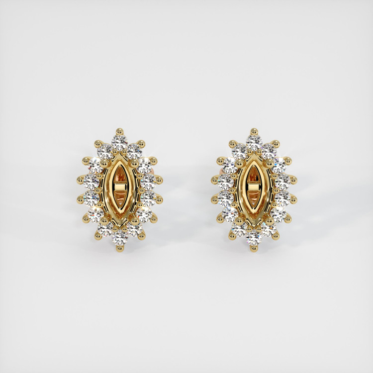 18K Yellow Gold Halo Earring Setting