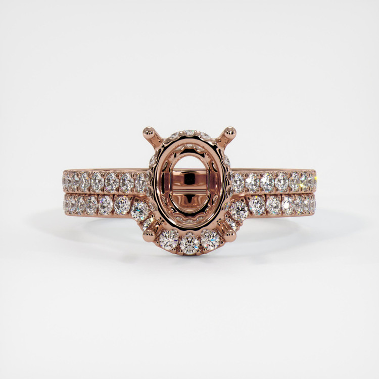 14K Rose Gold Pave Ring Setting
