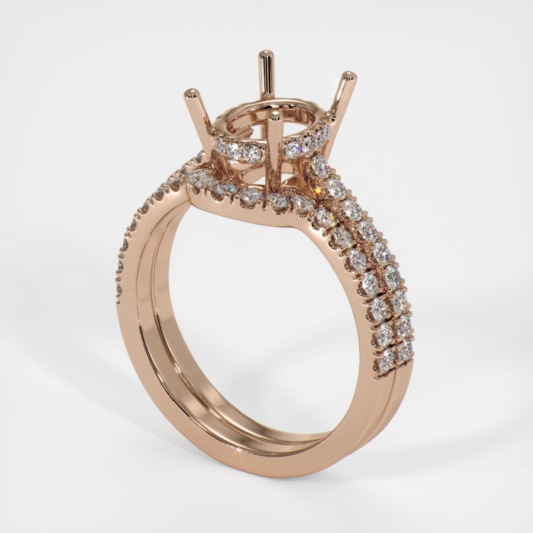 18K Rose Gold Pave Ring Setting