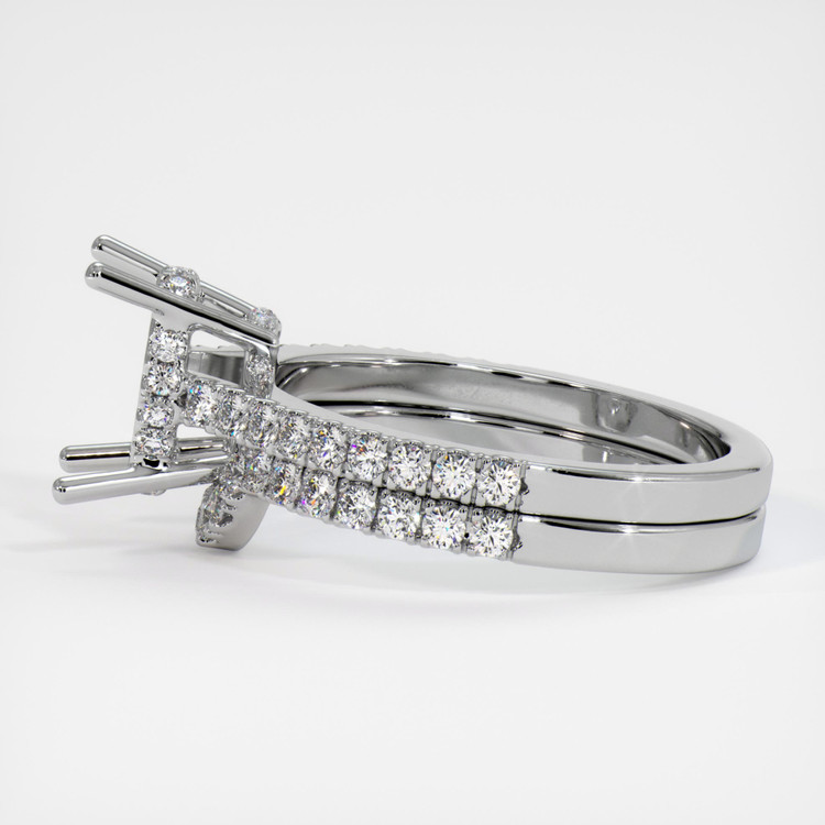 14K White Gold Pave Ring Setting