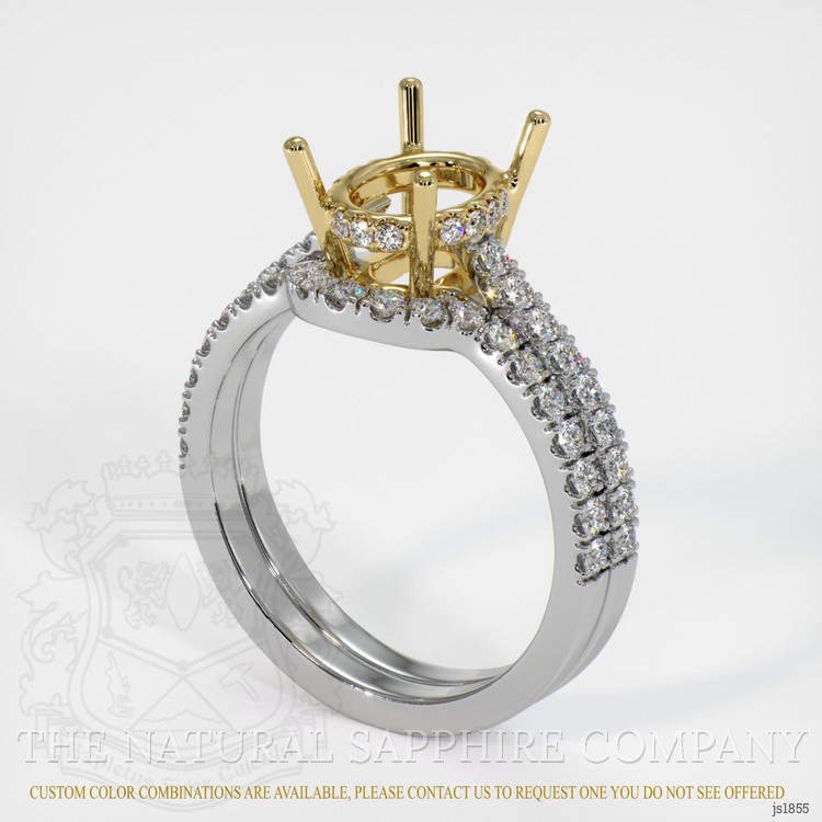 14K Yellow & White Pave Ring Setting