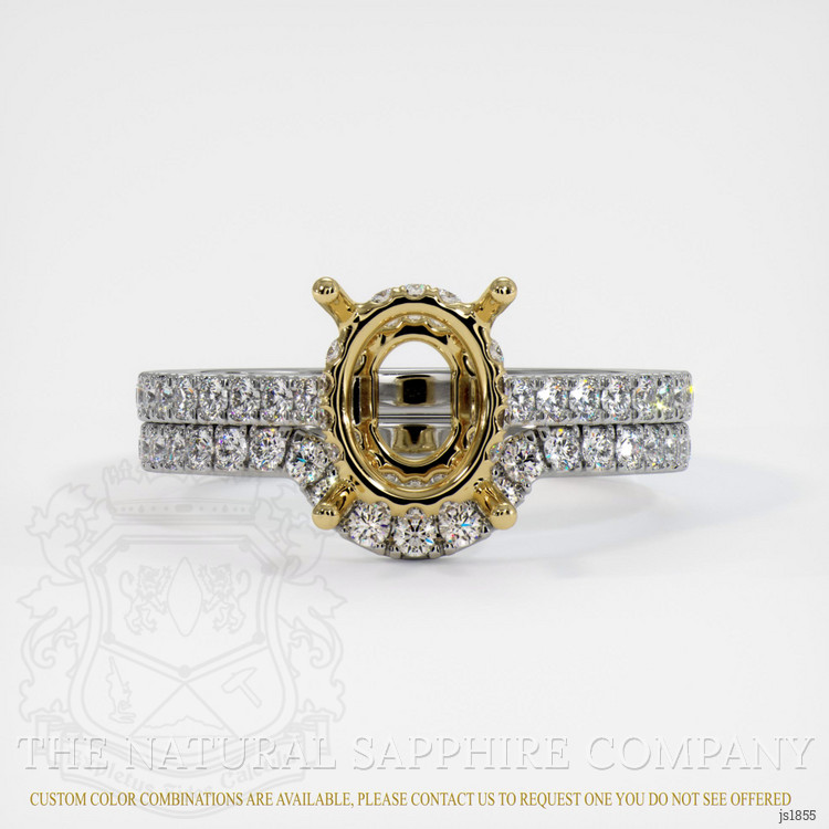 14K Yellow & White Pave Ring Setting