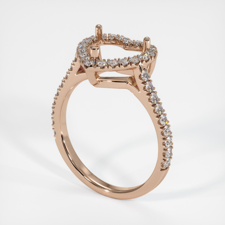 14K Rose Gold Pave Ring Setting