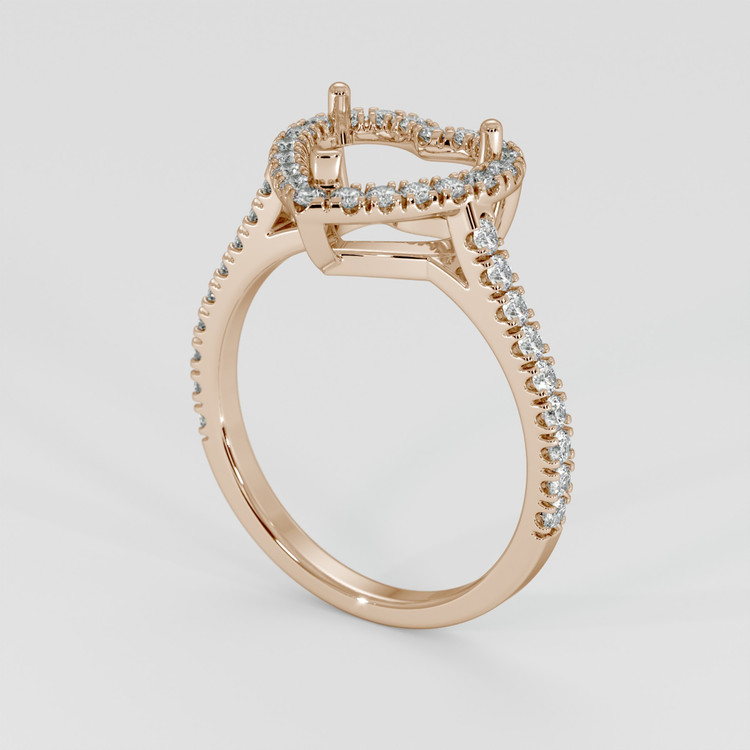14K Rose Gold Pave Ring Setting