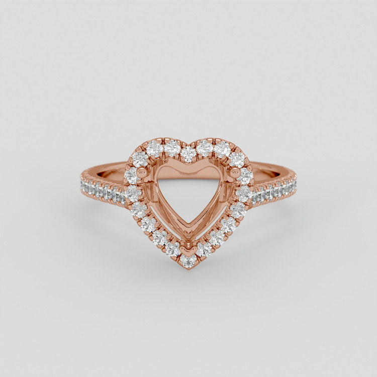 14K Rose Gold Pave Ring Setting