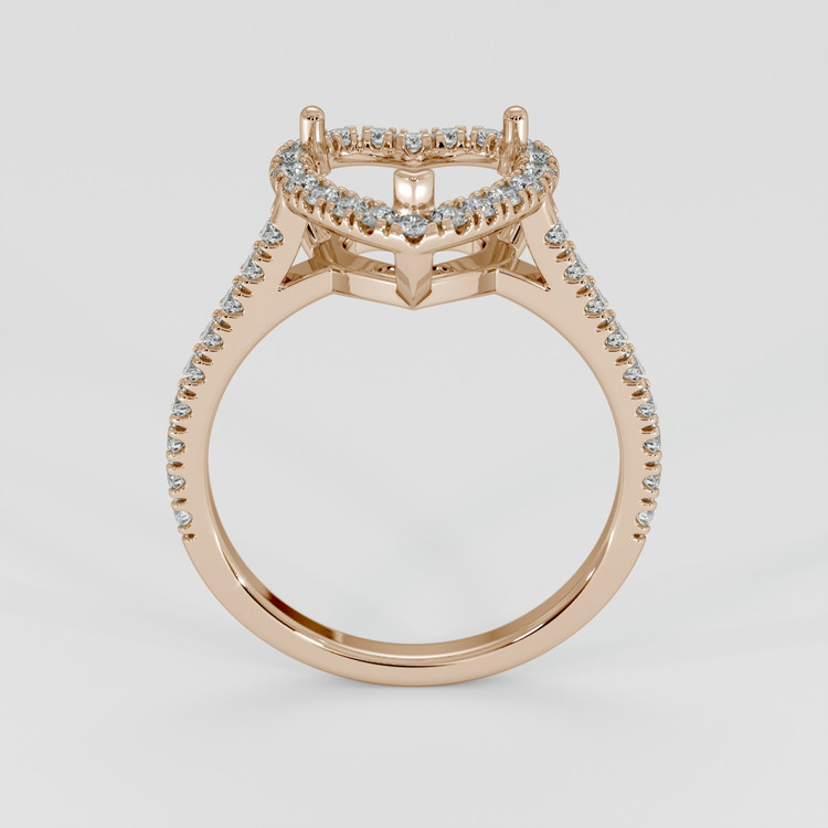 14K Rose Gold Pave Ring Setting