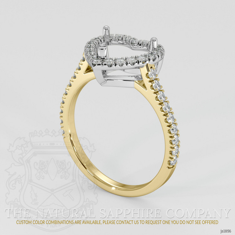 14K White & Yellow Pave Ring Setting
