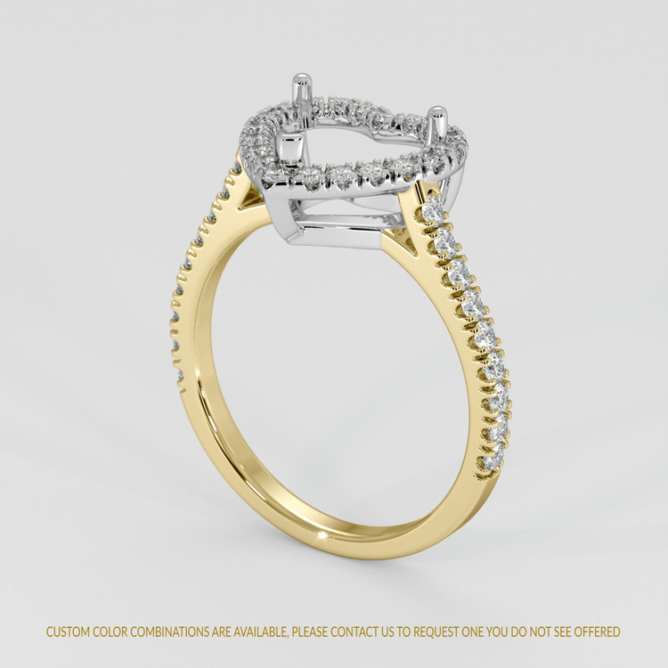 14K White & Yellow Pave Ring Setting