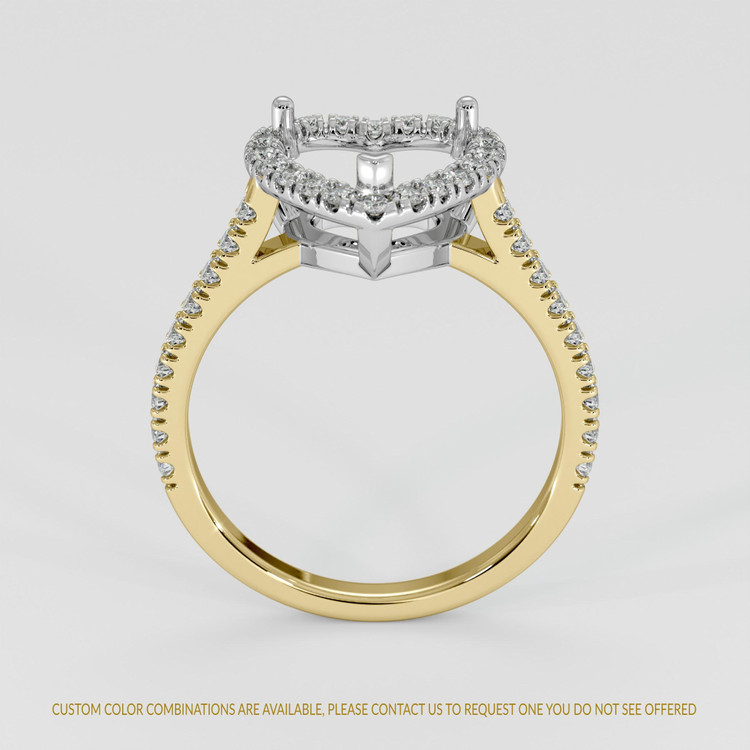 14K White & Yellow Pave Ring Setting