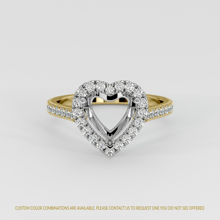 18K White & Yellow Pave Ring Setting