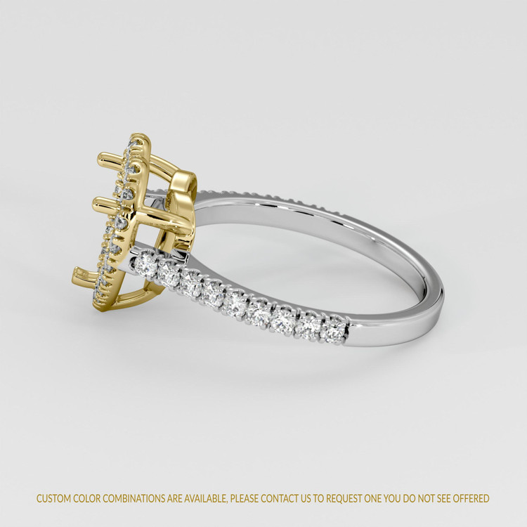 14K Yellow & White Pave Ring Setting