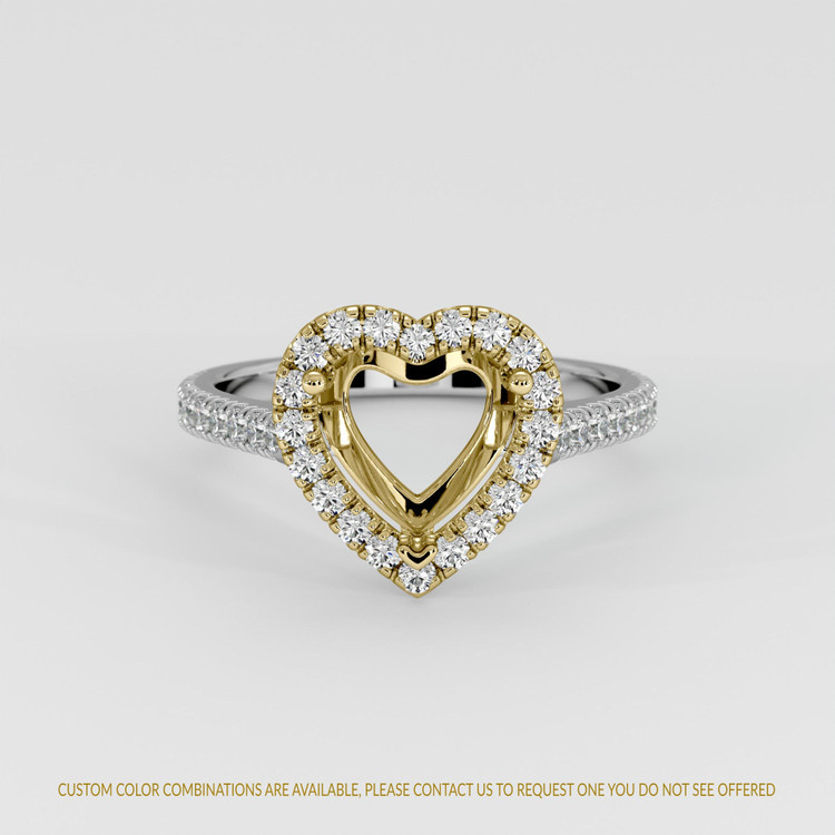 18K Yellow & White Pave Ring Setting