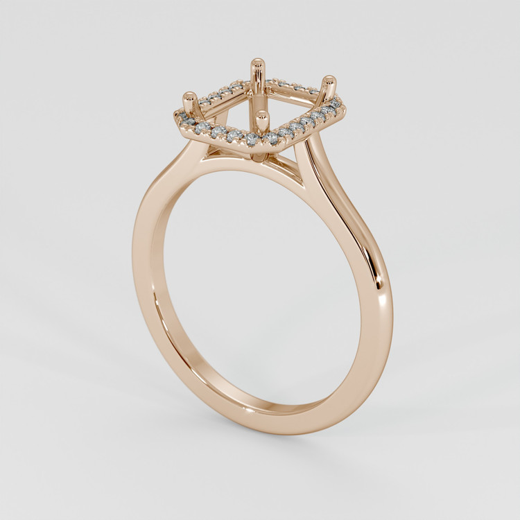 14K Rose Gold Pave Ring Setting