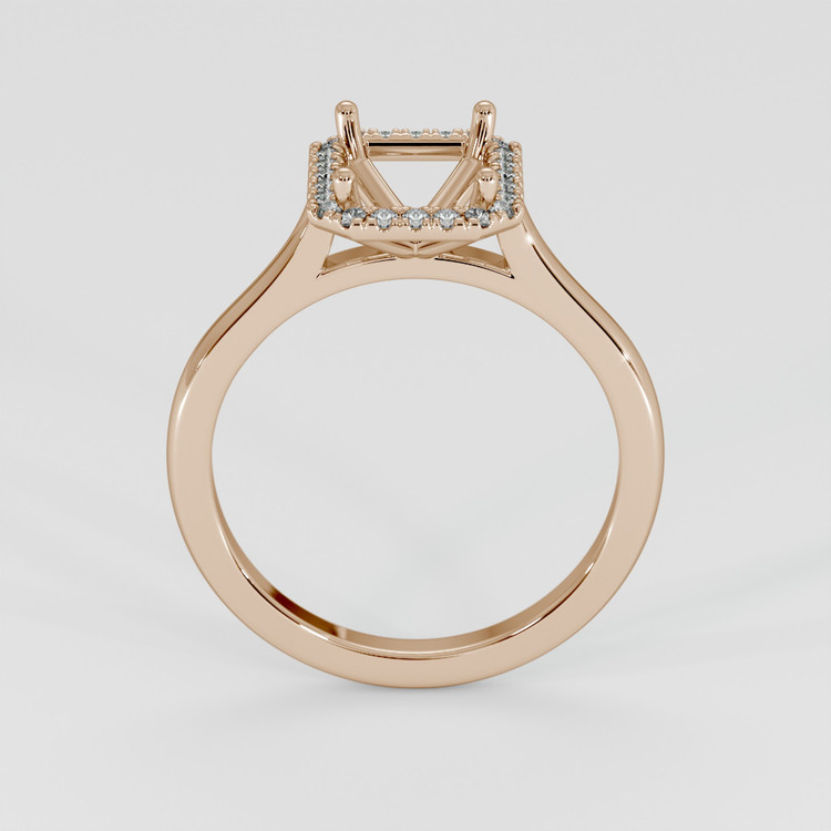 14K Rose Gold Pave Ring Setting