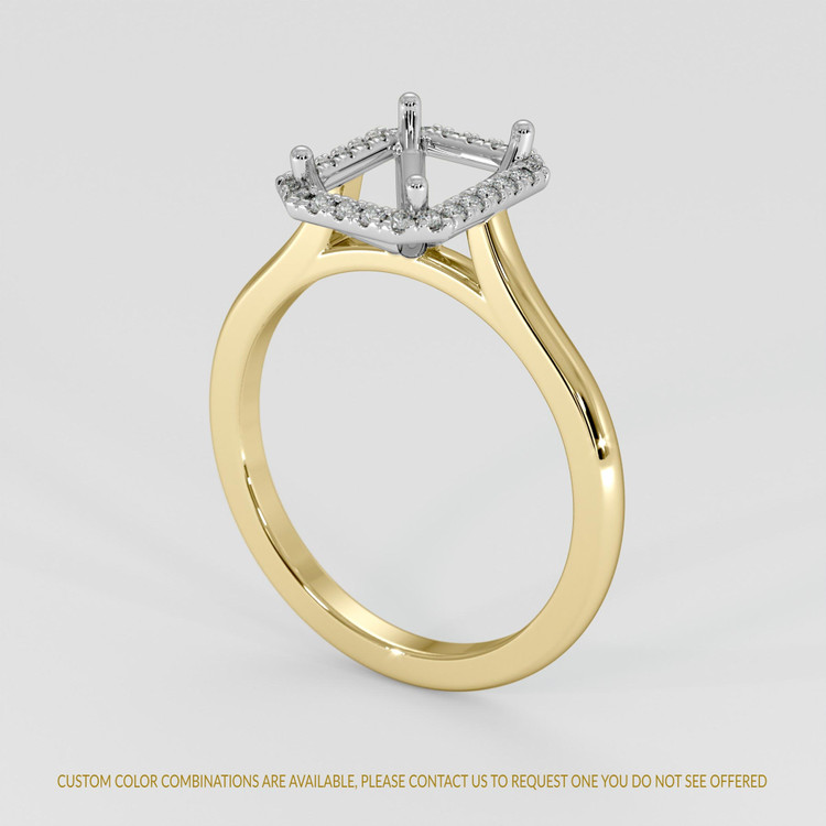 14K White & Yellow Pave Ring Setting
