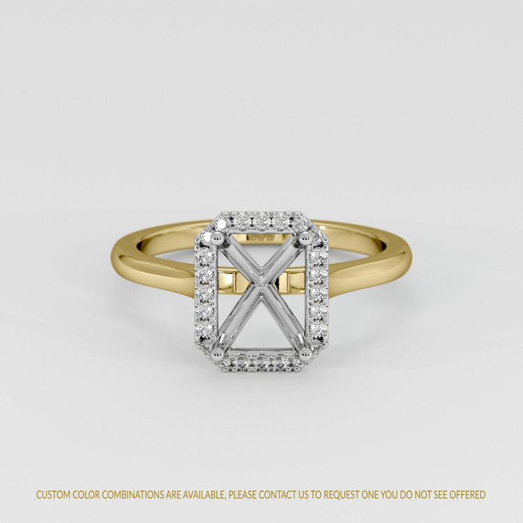 14K White & Yellow Pave Ring Setting