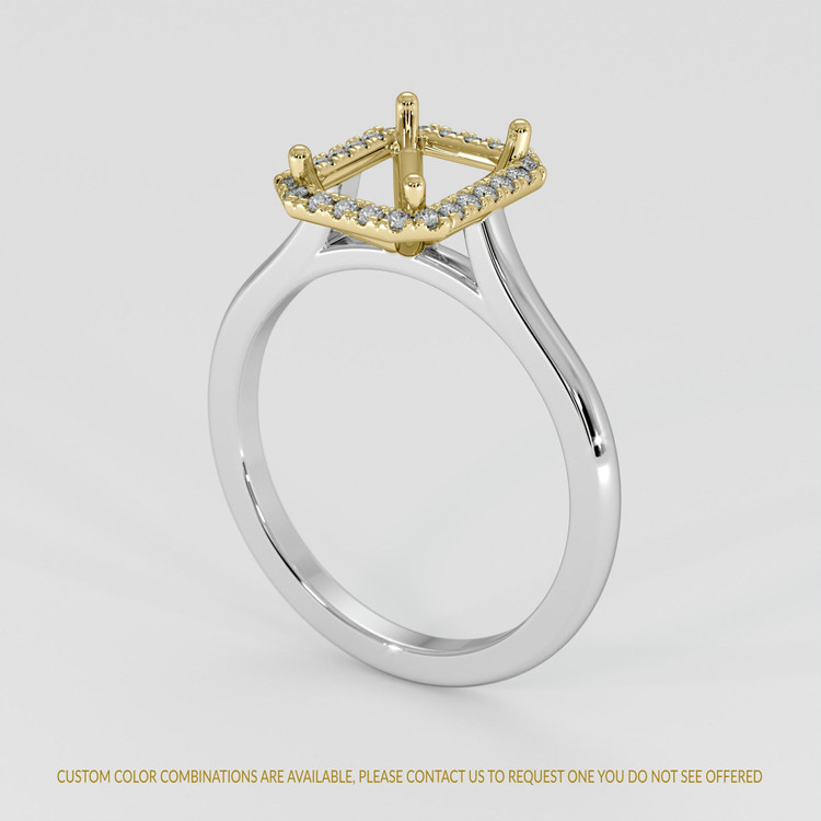 18K Yellow & White Pave Ring Setting
