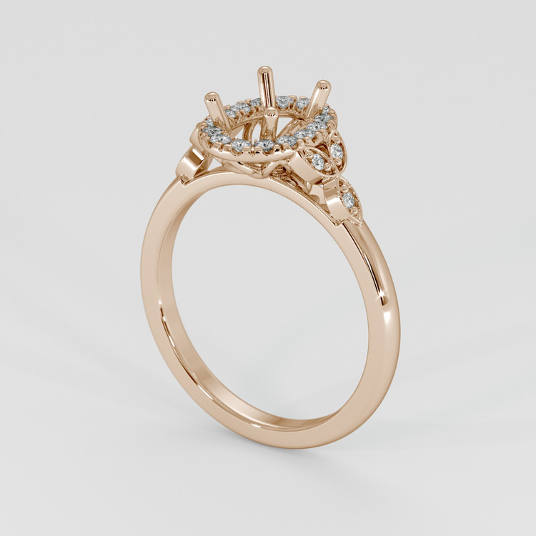 18K Rose Gold Accent Stones Ring Setting