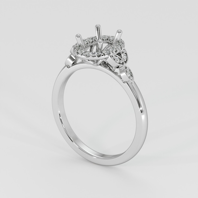 14K White Gold Accent Stones Ring Setting