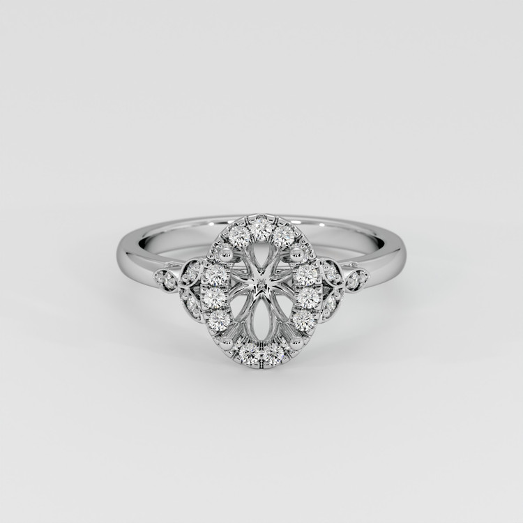 14K White Gold Accent Stones Ring Setting