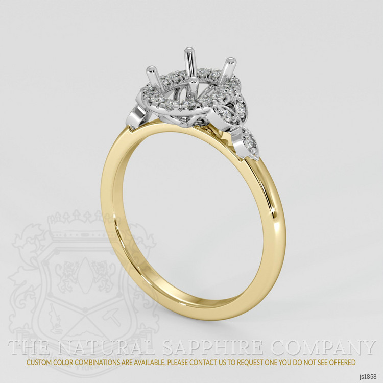 14K White & Yellow Accent Stones Ring Setting