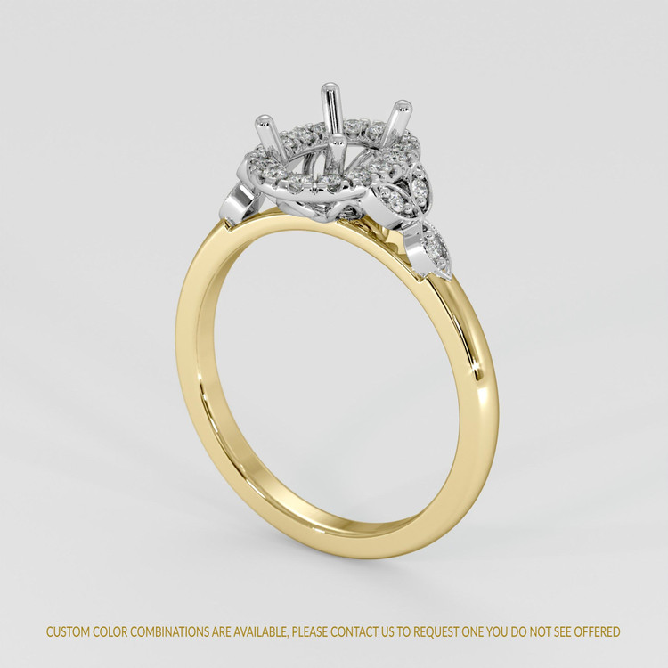 14K White & Yellow Accent Stones Ring Setting