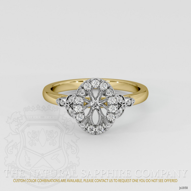 14K White & Yellow Accent Stones Ring Setting