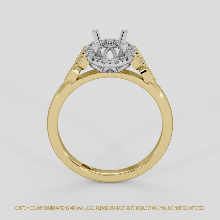 14K White & Yellow Accent Stones Ring Setting