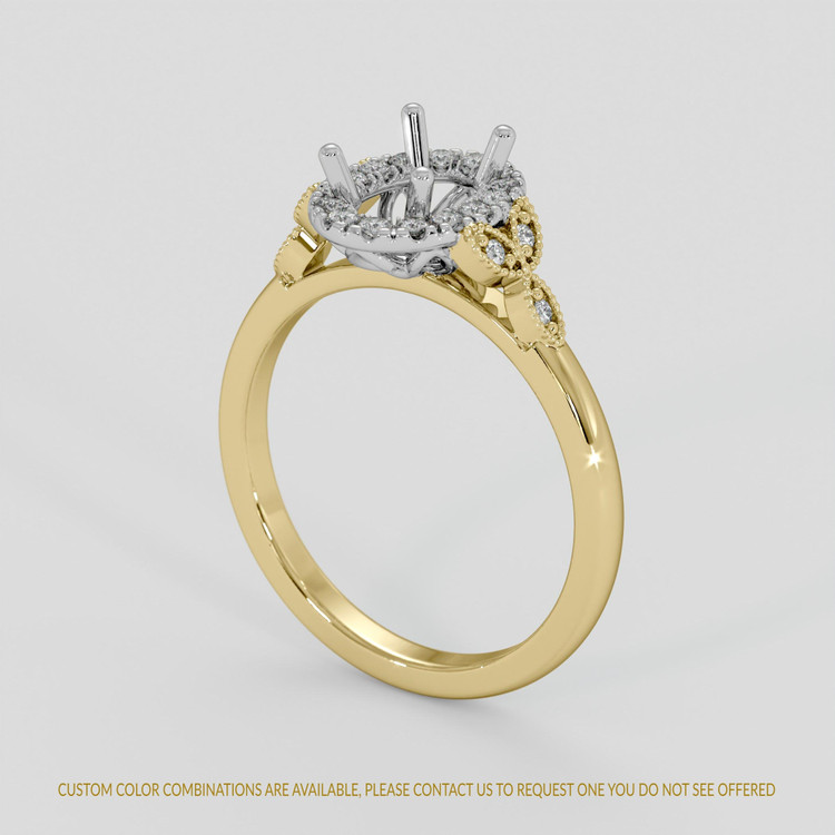 18K White & Yellow Accent Stones Ring Setting