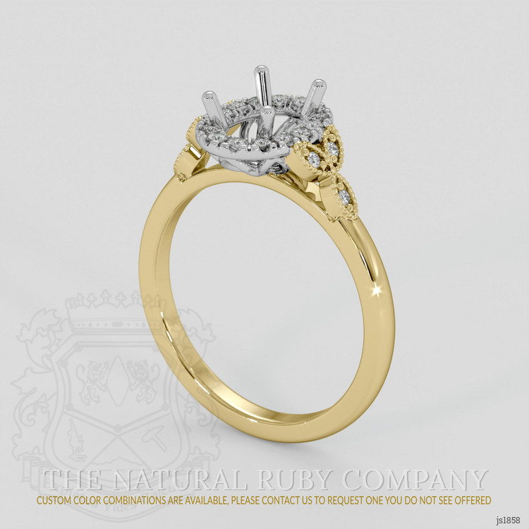 18K White & Yellow Accent Stones Ring Setting