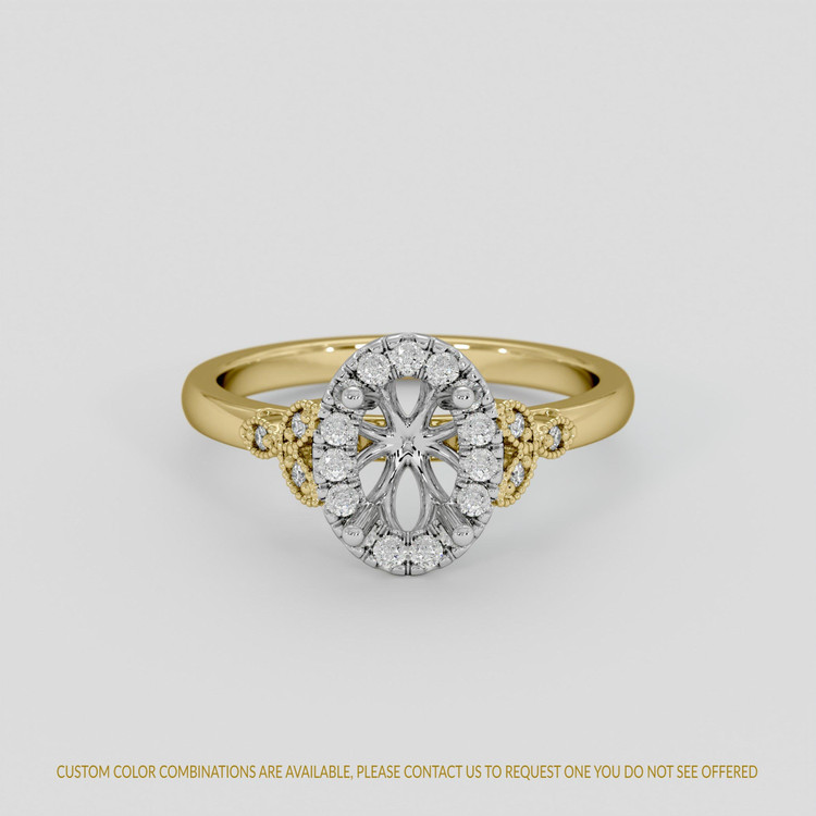 18K White & Yellow Accent Stones Ring Setting