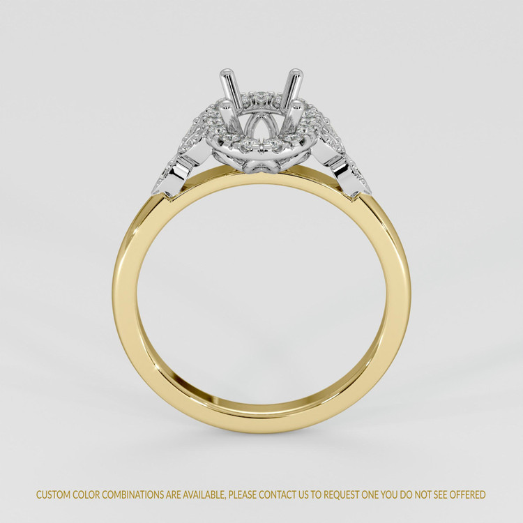 18K White & Yellow Accent Stones Ring Setting