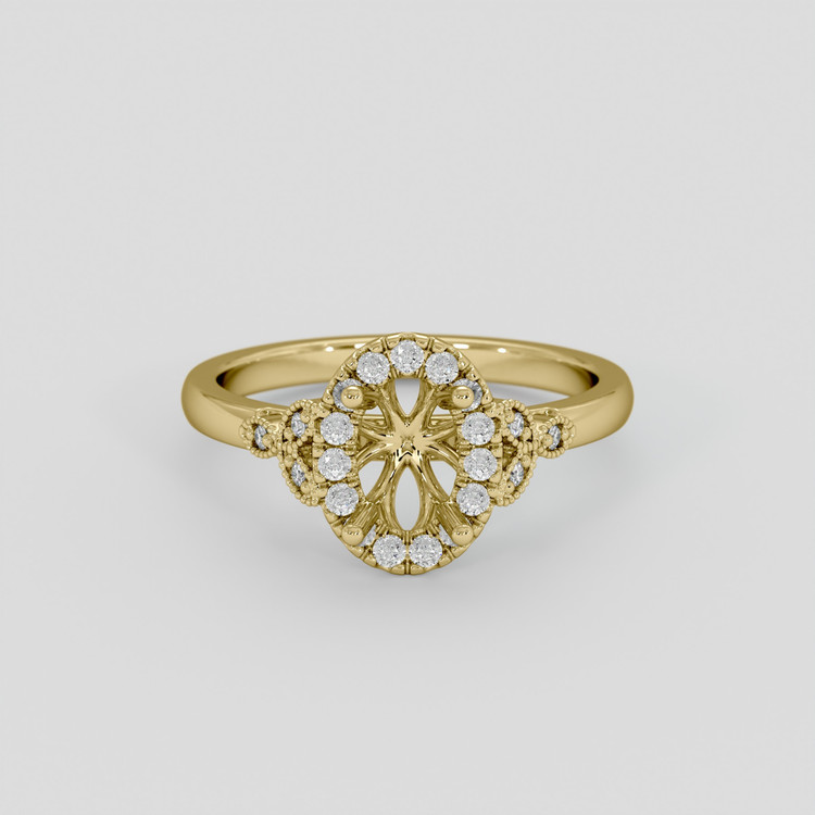 10K Yellow Gold Accent Stones Ring Setting
