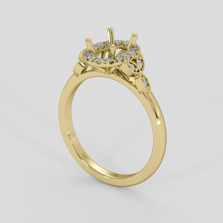 18K Yellow Gold Accent Stones Ring Setting