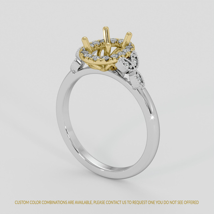 14K Yellow & White Accent Stones Ring Setting