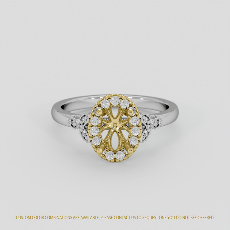 14K Yellow & White Accent Stones Ring Setting