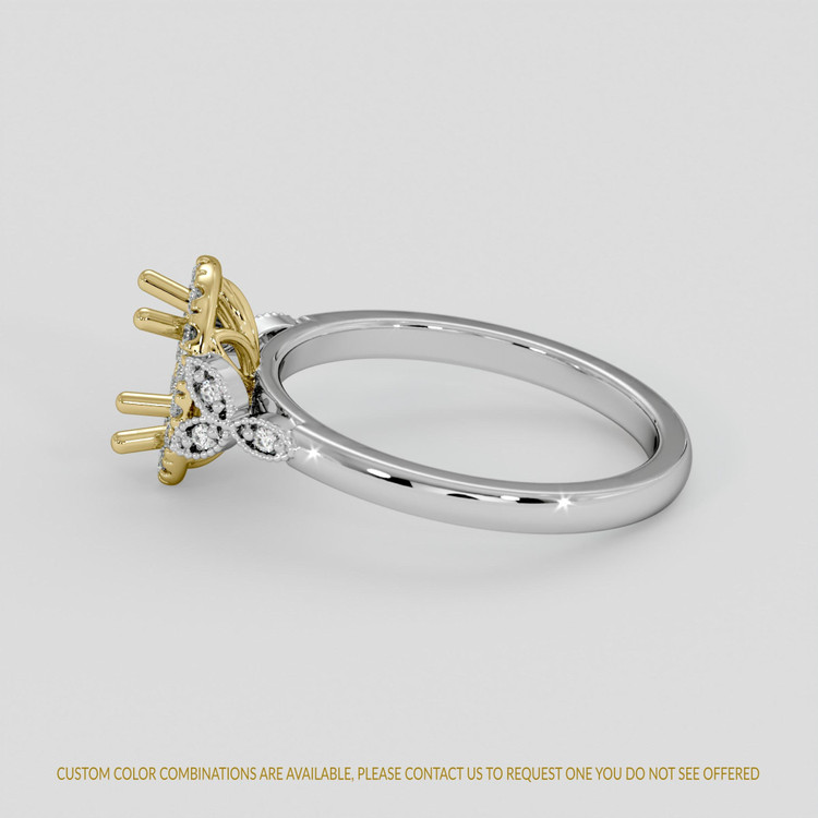14K Yellow & White Accent Stones Ring Setting