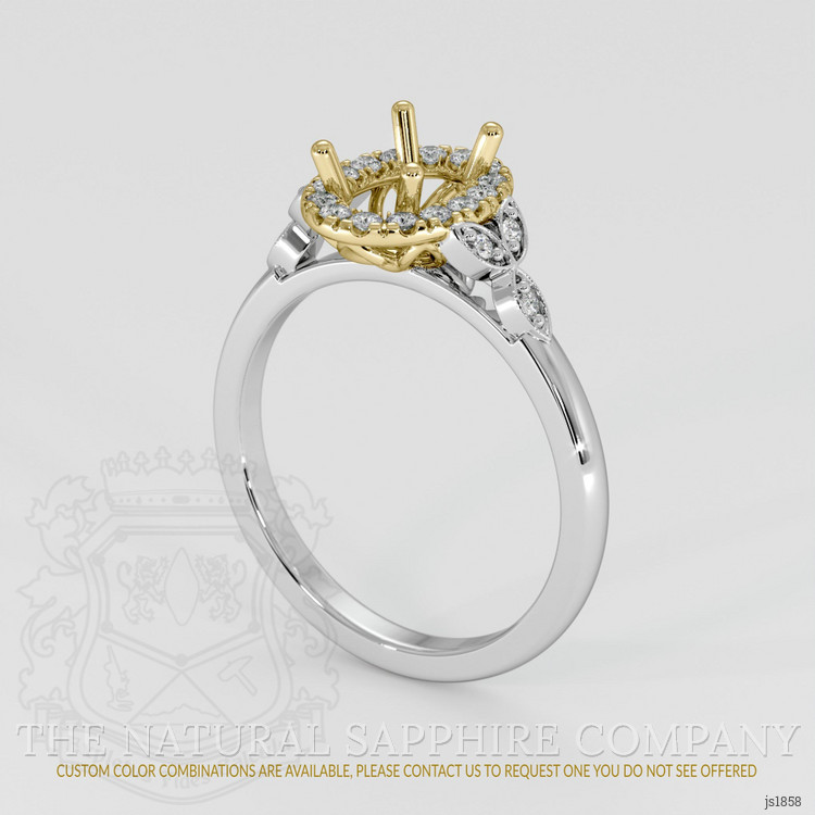 18K Yellow & White Accent Stones Ring Setting