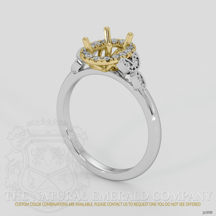 18K Yellow & White Accent Stones Ring Setting