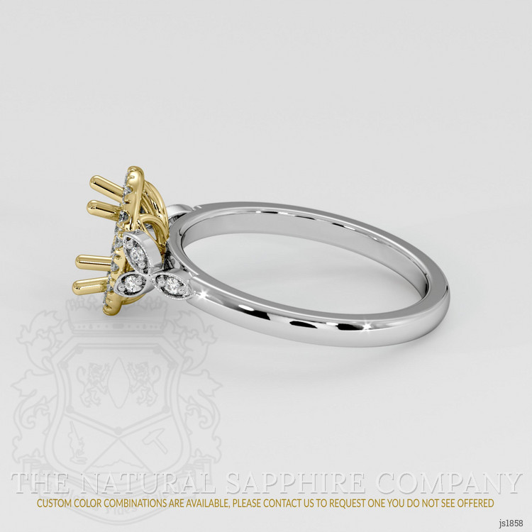 18K Yellow & White Accent Stones Ring Setting