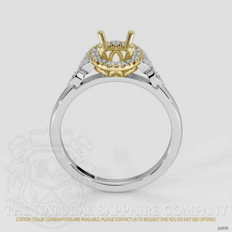 18K Yellow & White Accent Stones Ring Setting