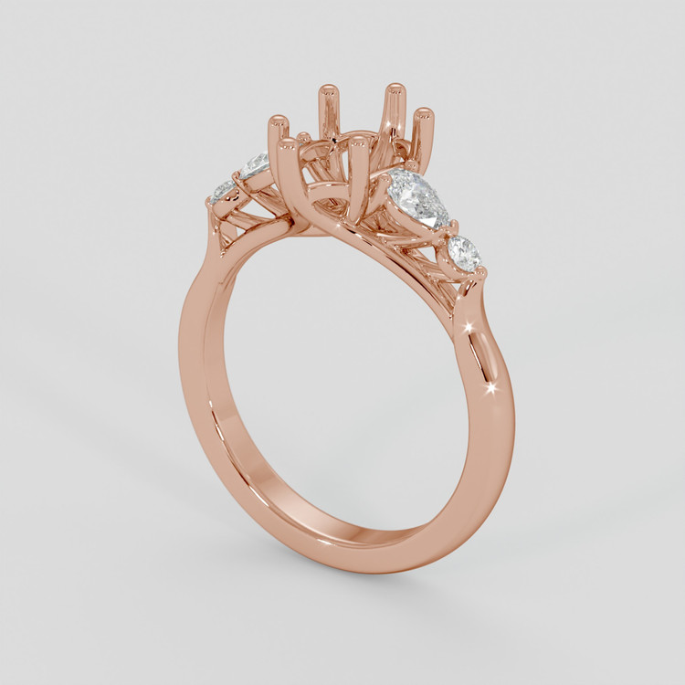 14K Rose Gold Accent Stones Ring Setting