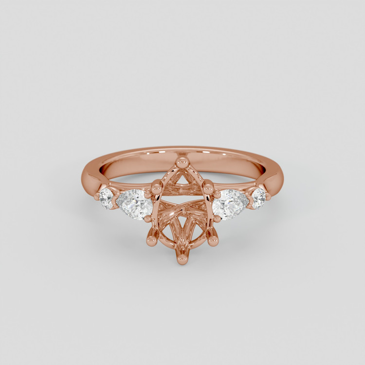 14K Rose Gold Accent Stones Ring Setting