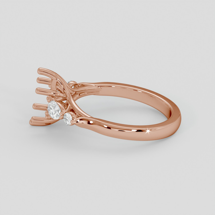 14K Rose Gold Accent Stones Ring Setting