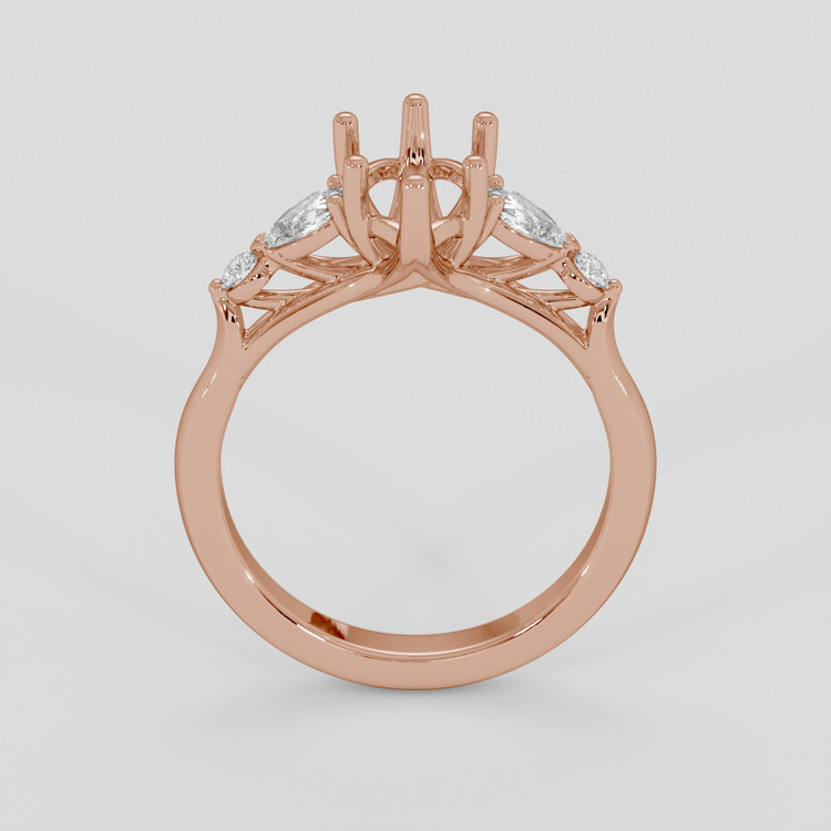 14K Rose Gold Accent Stones Ring Setting