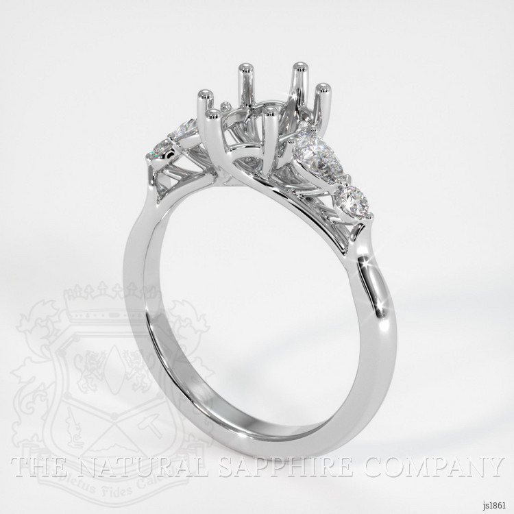 14K White Gold Accent Stones Ring Setting