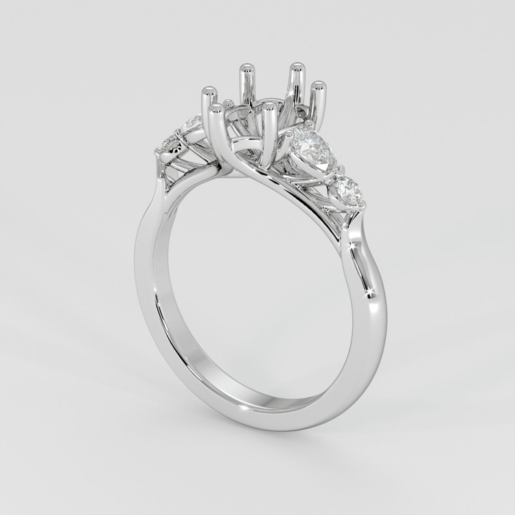 14K White Gold Accent Stones Ring Setting