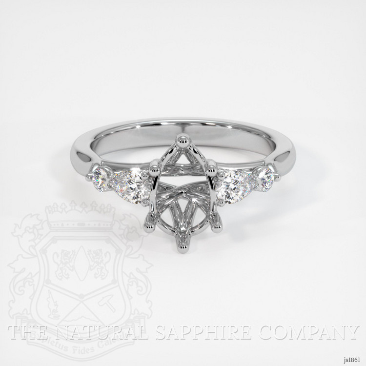 14K White Gold Accent Stones Ring Setting