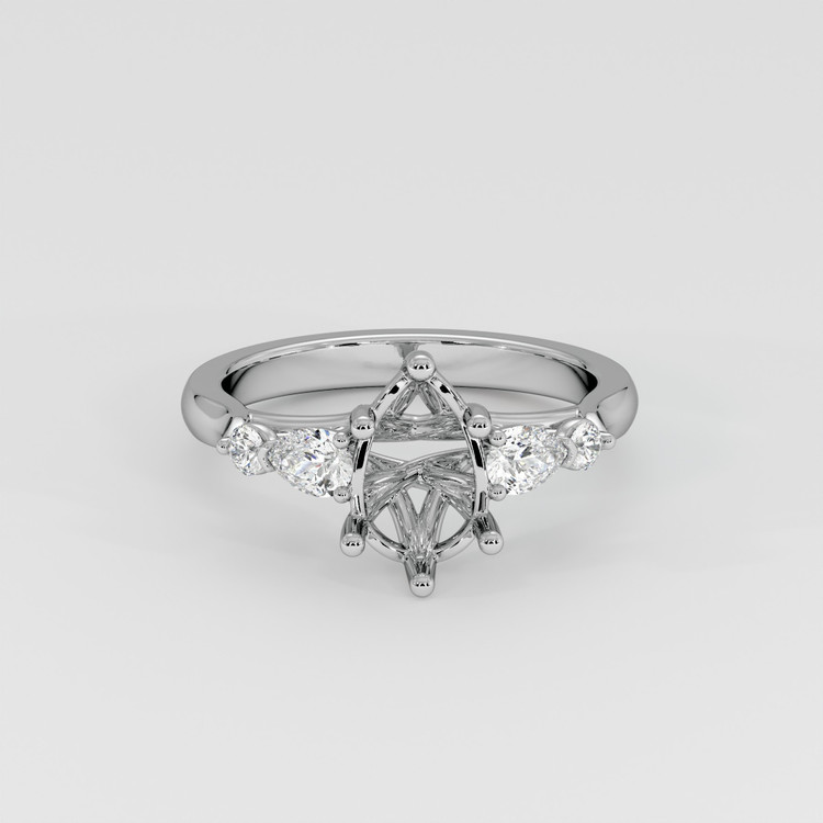 14K White Gold Accent Stones Ring Setting