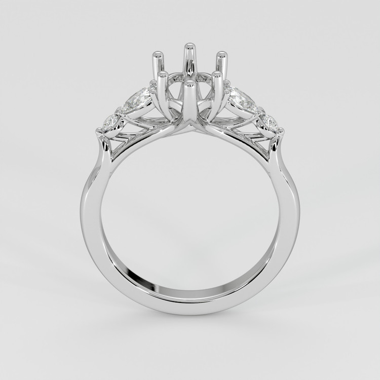 14K White Gold Accent Stones Ring Setting